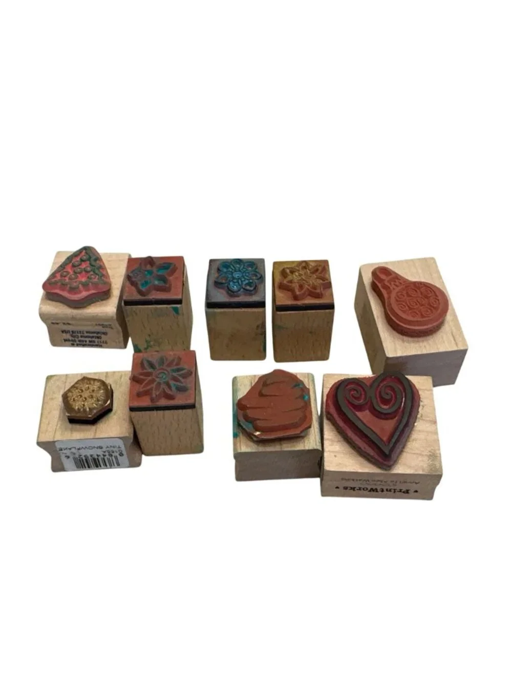 Assorted Wooden Rubber Stamps Christmas & Floral Theme Crafting Set All Night
